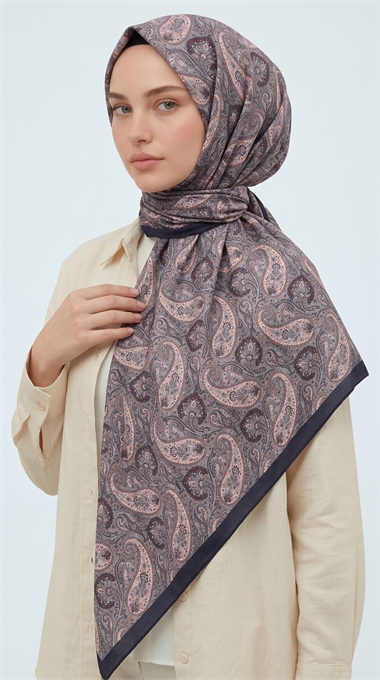 MELORA 120*120 CM COTTON EŞARP - LACİVERT / MOR