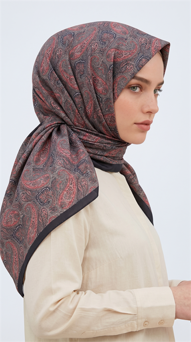 Karaca Eşarp ŞAL EŞARP MELORA 120*120 CM COTTON EŞARP -  LACİVERT / KIRMIZI
