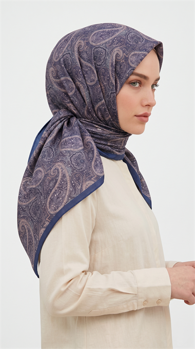 Karaca Eşarp ŞAL EŞARP MELORA 120*120 CM COTTON EŞARP - LACİVERT