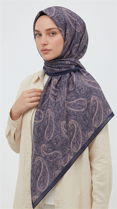 MELORA 120*120 CM COTTON EŞARP - LACİVERT