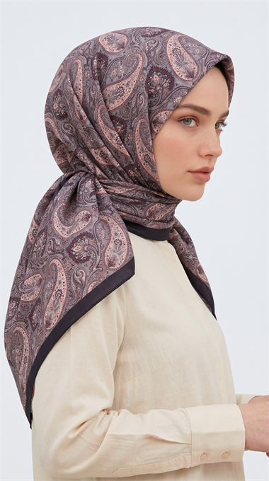 Karaca Eşarp ŞAL EŞARP MELORA 120*120 CM COTTON EŞARP - LACİVERT / MOR