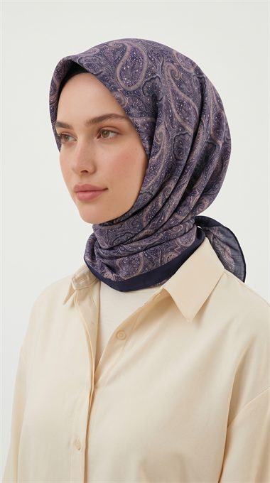 MELORA 120*120 CM COTTON EŞARP - LACİVERT