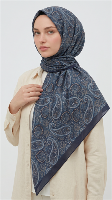MELORA 120*120 CM COTTON EŞARP - MAVİ 