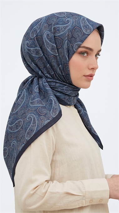 MELORA 120*120 CM COTTON EŞARP - MAVİ 