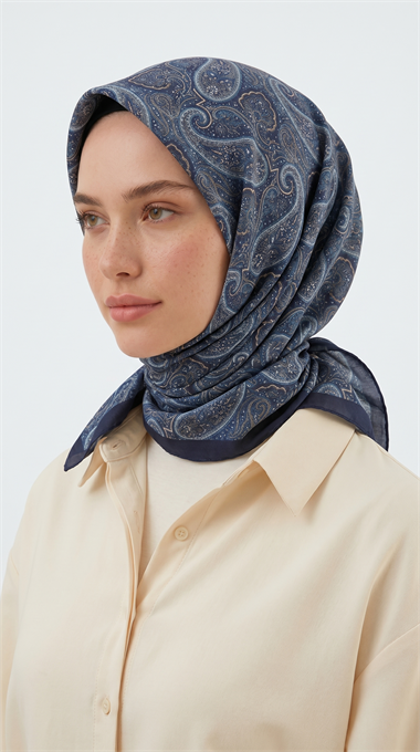 MELORA 120*120 CM COTTON EŞARP - MAVİ 