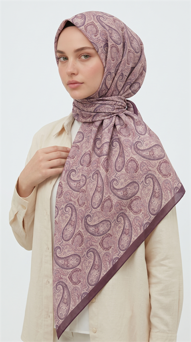 MELORA 120*120 CM COTTON EŞARP - MOR