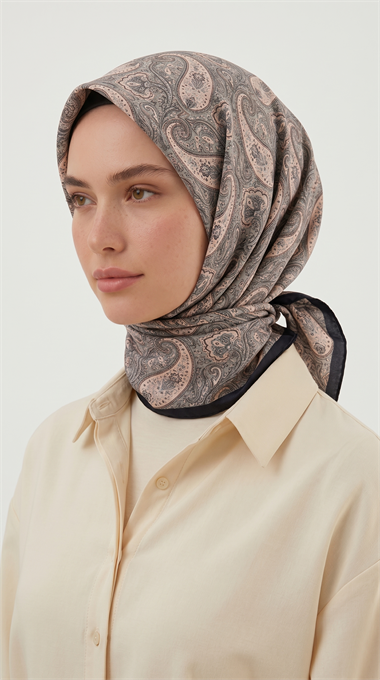 MELORA 120*120 CM COTTON EŞARP - SİYAH / BEJ