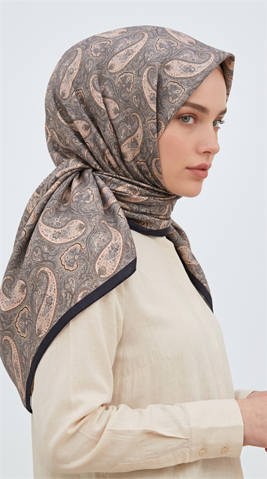MELORA 120*120 CM COTTON EŞARP - SİYAH / BEJ