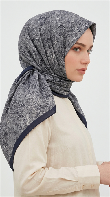 Karaca Eşarp ŞAL EŞARP MELORA 120*120 CM COTTON EŞARP - SİYAH / GRİ 