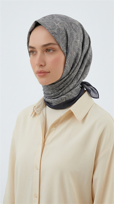 MELORA 120*120 CM COTTON EŞARP - SİYAH / GRİ 