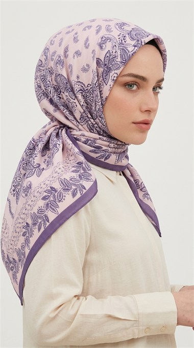 MİHRA 120*120 CM İPEK ŞİFON EŞARP -  MOR 