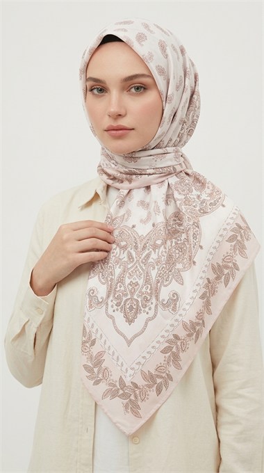 MİHRA 120*120 CM İPEK ŞİFON EŞARP - PUDRA PEMBE 
