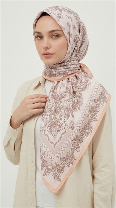 MİHRA 120*120 CM İPEK ŞİFON EŞARP - SOMON