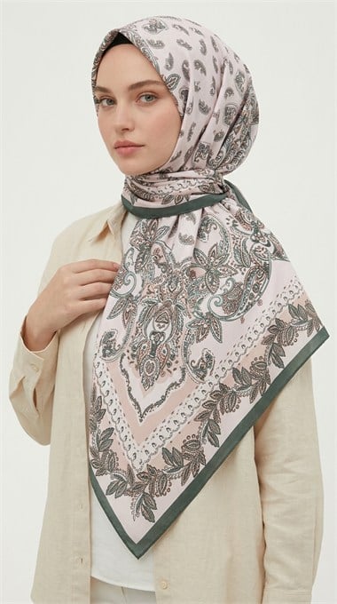 MİHRA 120*120 CM İPEK ŞİFON EŞARP - YEŞİL