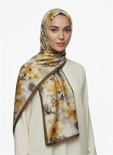 MİRA BLOOM KUMLU ŞAL -  AÇIK KAHVE 