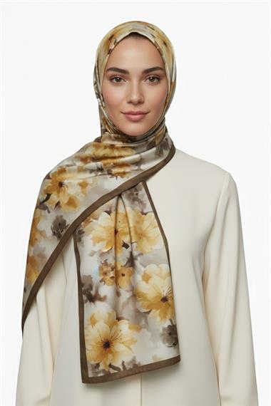 MİRA BLOOM KUMLU ŞAL -  AÇIK KAHVE 