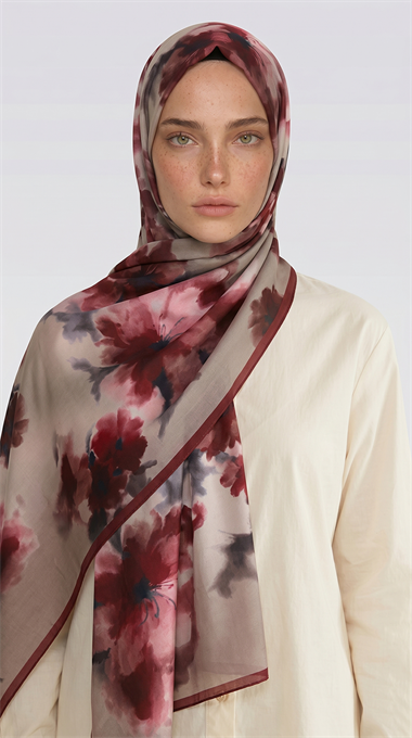 MİRA BLOOM KUMLU ŞAL - BEJ / MOR 