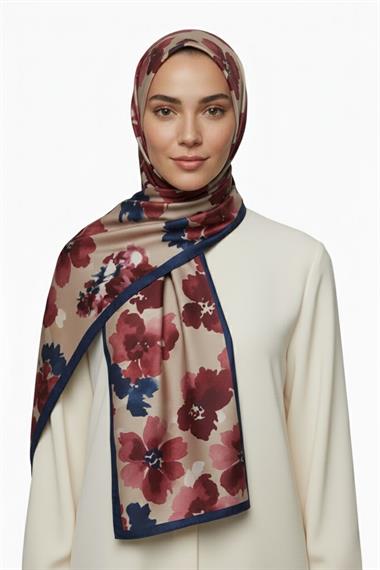MİRA BLOOM KUMLU ŞAL - LACİVERT 