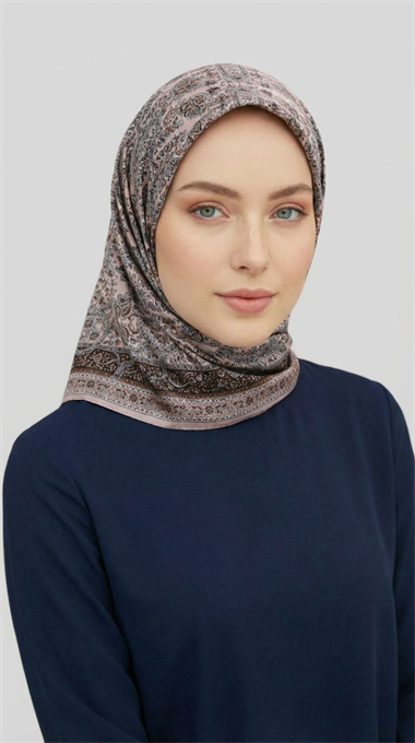 MORİYA DESENLİ CUPRO EŞARP - BEJ
