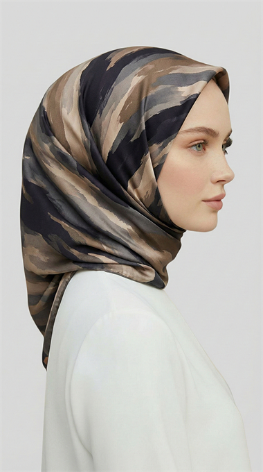 MORYA DESENLİ RAYON EŞARP - SİYAH / BEJ