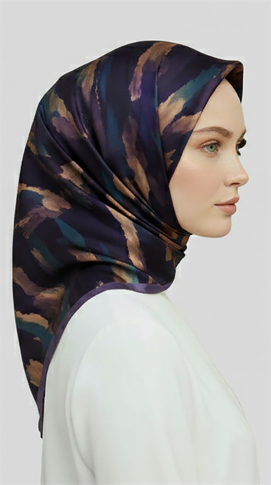 MORYA DESENLİ RAYON EŞARP - SİYAH / LİLA 
