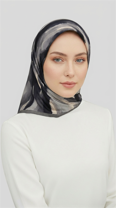 MORYA DESENLİ RAYON EŞARP - SİYAH
