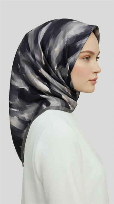 MORYA DESENLİ RAYON EŞARP - SİYAH
