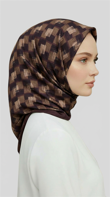 MOZAİK DESEN RAYON EŞARP - ACI KAHVE  