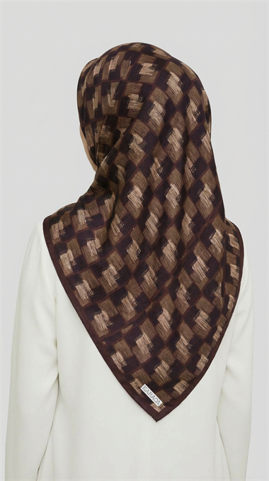MOZAİK DESEN RAYON EŞARP - ACI KAHVE  
