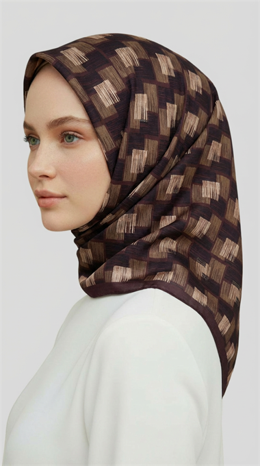 MOZAİK DESEN RAYON EŞARP - ACI KAHVE  