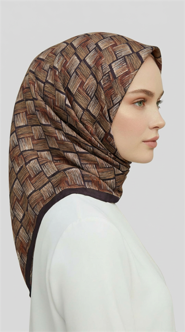 MOZAİK DESEN RAYON EŞARP - BEJ / KİREMİT 