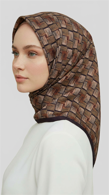 MOZAİK DESEN RAYON EŞARP - BEJ / KİREMİT 
