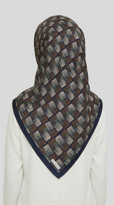 MOZAİK DESEN RAYON EŞARP - LACİVERT / KREM 