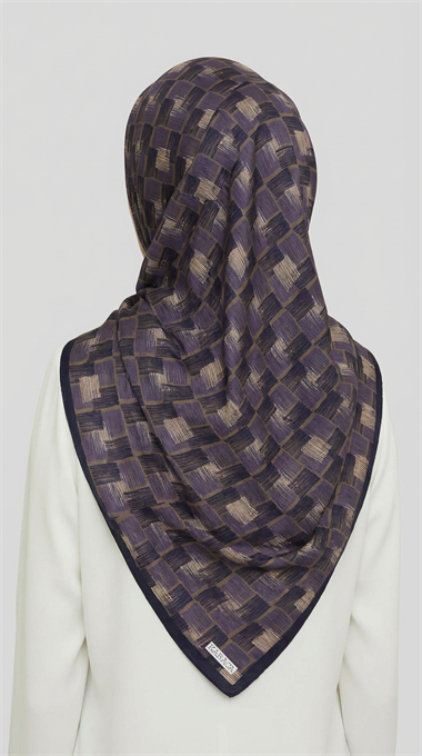 MOZAİK DESEN RAYON EŞARP -LACİVERT / LİLA 