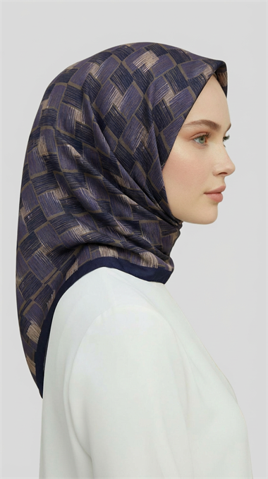 MOZAİK DESEN RAYON EŞARP -LACİVERT / LİLA 