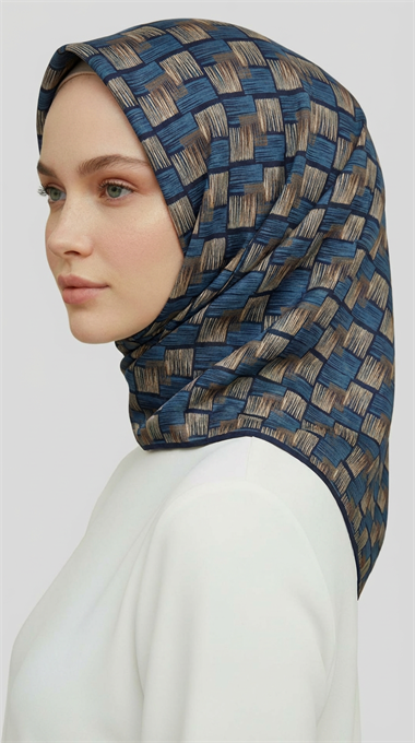 MOZAİK DESEN RAYON EŞARP - MAVİ  / İNDİGO 