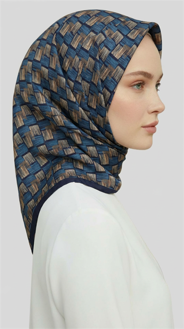 MOZAİK DESEN RAYON EŞARP - MAVİ  / İNDİGO 