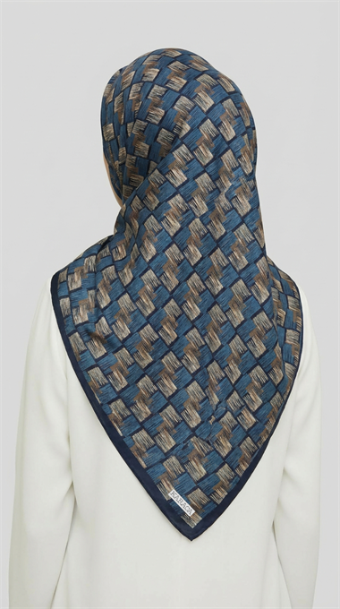 MOZAİK DESEN RAYON EŞARP - MAVİ  / İNDİGO 
