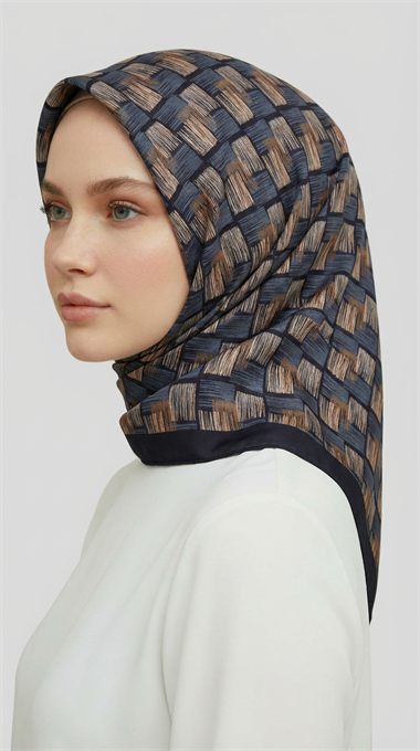 MOZAİK DESEN RAYON EŞARP - SİYAH / YEŞİL 