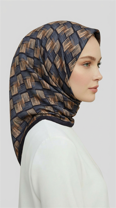 MOZAİK DESEN RAYON EŞARP - SİYAH / YEŞİL 