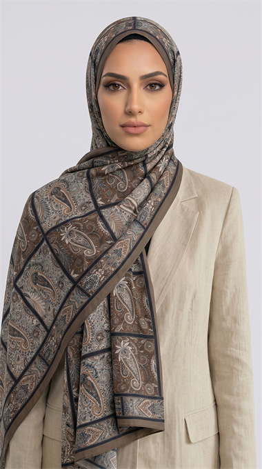 PAİSLEY DESENLİ COTTON ŞAL - EKRU / BEJ