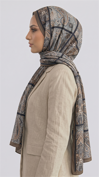 PAİSLEY DESENLİ COTTON ŞAL - EKRU / BEJ