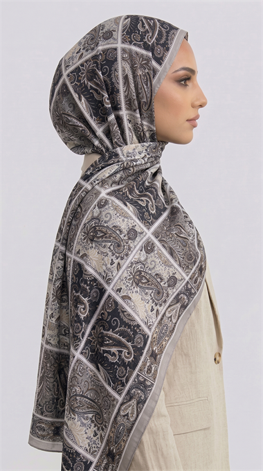 PAİSLEY DESENLİ COTTON ŞAL - GRİ