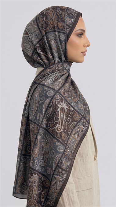 PAİSLEY DESENLİ COTTON ŞAL - KAHVERENGİ / MAVİ 