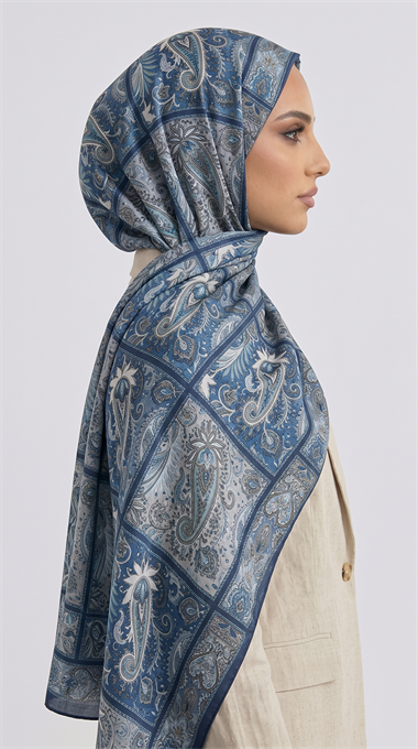 PAİSLEY DESENLİ COTTON ŞAL - MAVİ 