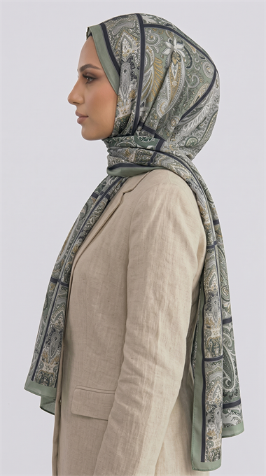 PAİSLEY DESENLİ COTTON ŞAL - YEŞİL / SİYAH 