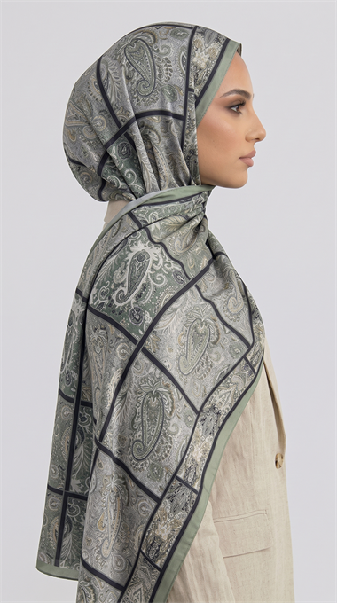 PAİSLEY DESENLİ COTTON ŞAL - YEŞİL / SİYAH 
