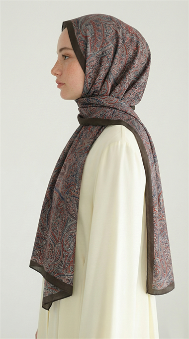 PERA DESENLİ COTTON ŞAL - ACI KAHVE