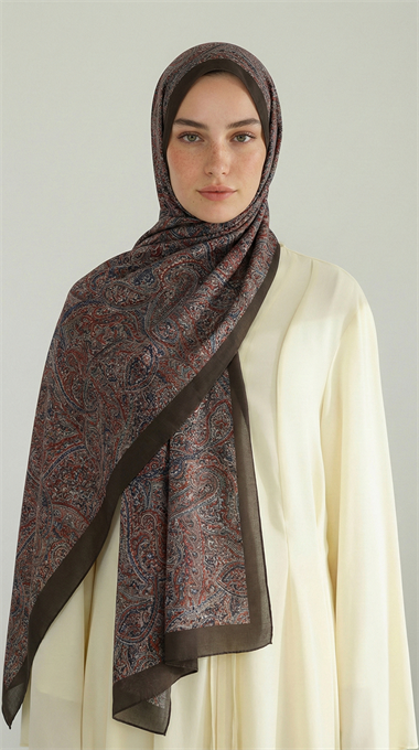 PERA DESENLİ COTTON ŞAL - ACI KAHVE