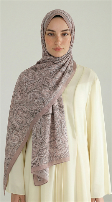 PERA DESENLİ COTTON ŞAL - BEJ / PUDRA